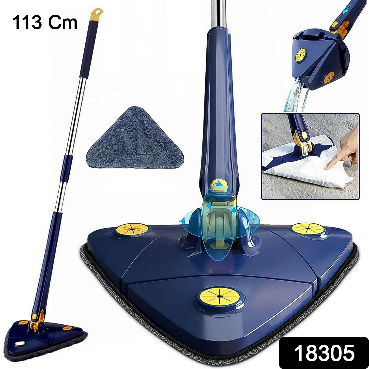 360° Rotatable Mop Triangle Mop with Long Handle (1 Pc / 113 Cm) 360° Rotatable Mop Triangle Mop with Long Handle (1 Pc / 113 Cm)